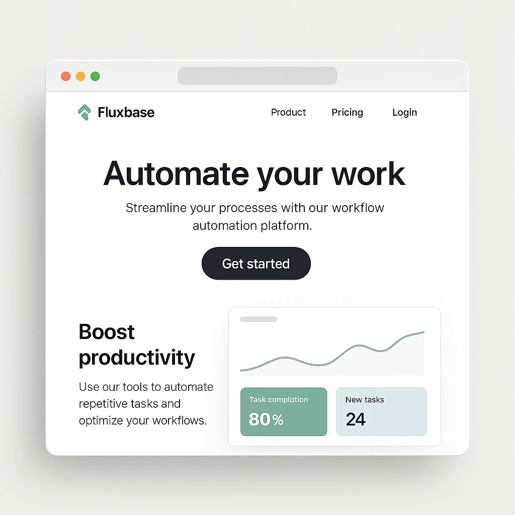 Fluxbase — concept dashboard-style website design for a workflow automation platform